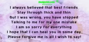 I’m Sorry Status For Friends | Apology Words To Best Friend | Forgive Me My Friend Quotes Status Desigyani