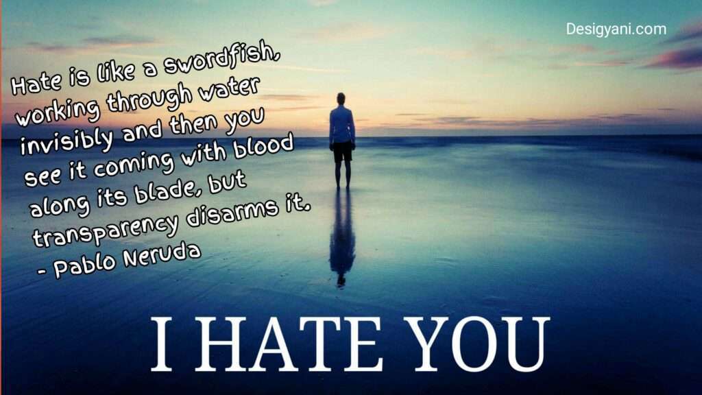 I Hate you and Quotes About Hating Someone You Used to Love and how to express Hate and anger whom you Love Desigyani